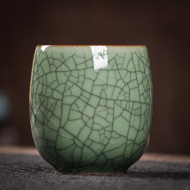 Celadon Glaze Ceramic Tea Cup with Crackle Ice Pattern 6 Colors Personal Master Cup Handmade Gongfu Tea Set Aesthetic Gift