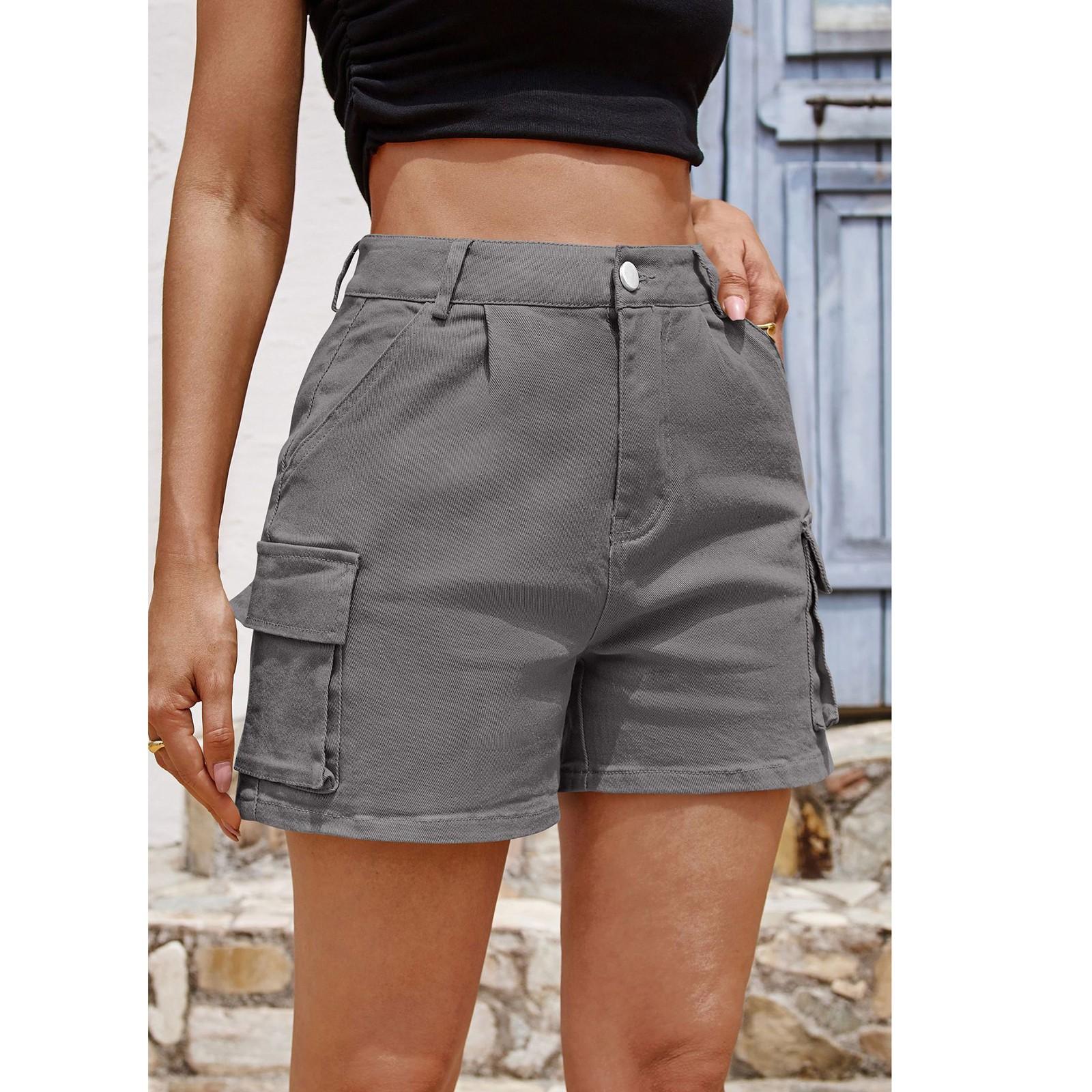

Women s Denim Casual Comfortable Color Workwear Multi-pocket Personality Street Shorts Women M
