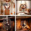 Creepy Skeleton Theme Decor Halloween Acrylic Love Heart Wreath Ornament, Cartoon Owl Ghost Witch Festive Hanging Decoration Decor, Party Pendant with