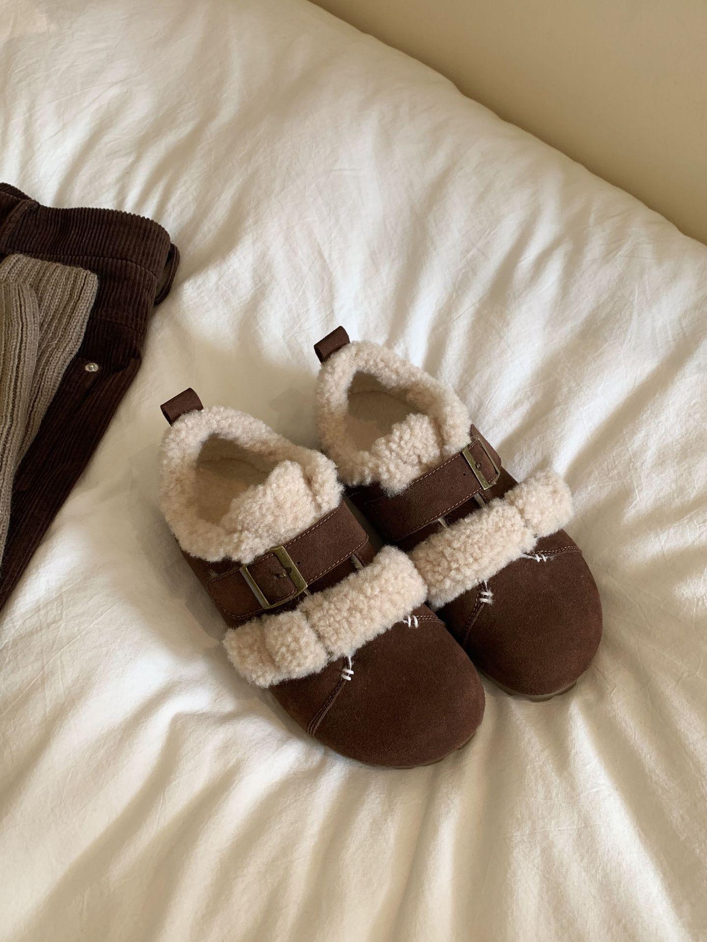 

Tiramisu~ Genuine leather warm cotton shoes women s autumn and winter piled small potatoes inner height increase all-inclusive winter fluffy shoes 40