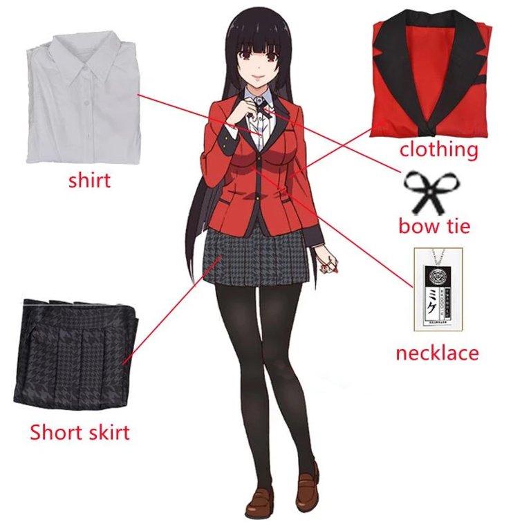 Костюмы аниме Kakegurui Yumeko Jabami, 5 шт./компл., косплей для девочек, взрослых и детей xs