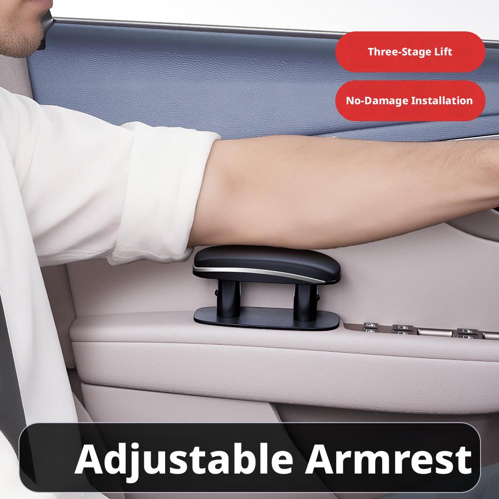 SEAMETAL Universal Car Door Armrest Pad Adjustable Height Relieve Arm Fatigue PU Leather Surface Easy Installation Car Armrest