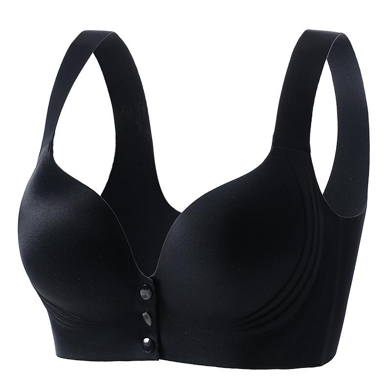 Seamless Underwear Women's Front-buttoned Bra No Underwire Gathering Bra Thin Vest Bra Push Up Bra