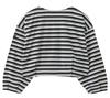 Milkfed Casual Tuck Stripe Long Sleeve Top in White Women's