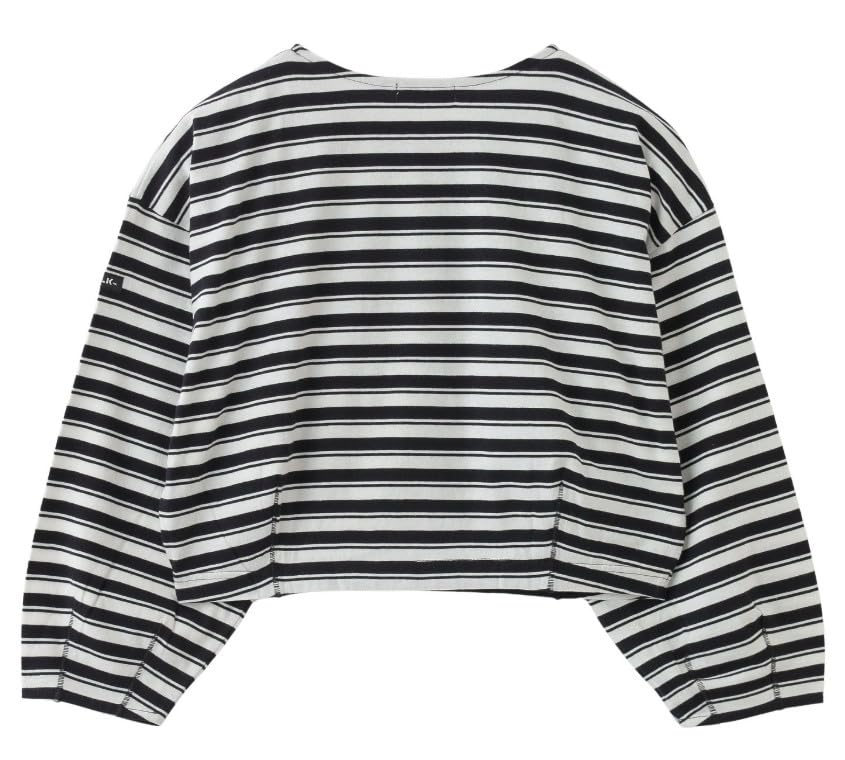 Milkfed Casual Tuck Stripe Long Sleeve Top in White Women's