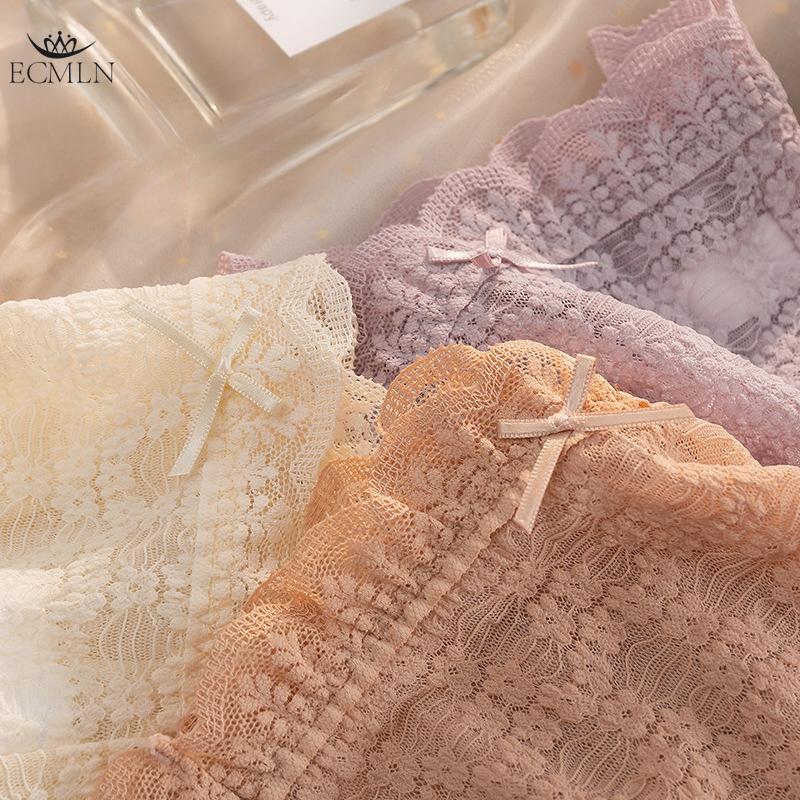 Women's Sexy Lace Underwear Panties Women Mid Waist Summer Seamless Briefs Underwear Underpants Breathable Cotton Crotch Underwear Lingerie