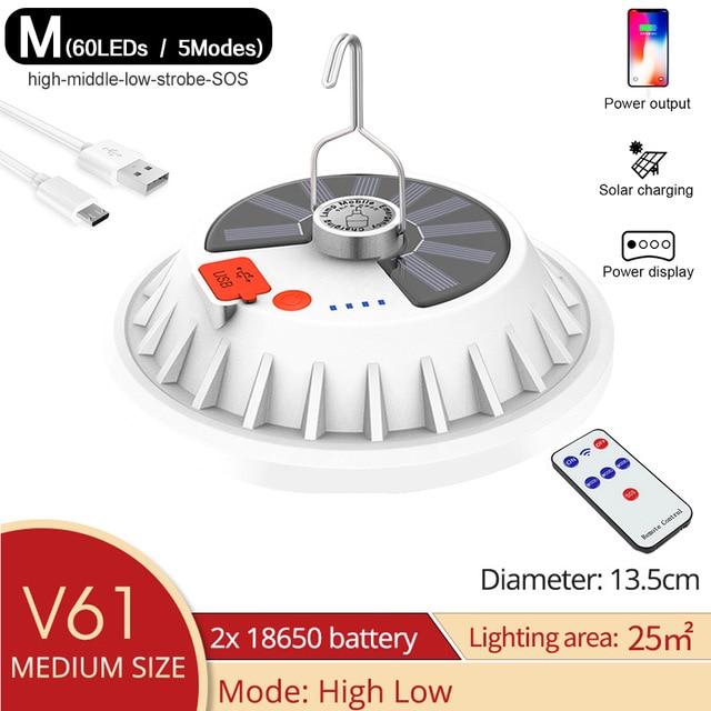 Portable 300W Super Bright LED Bulb Solar Lamp Rechargeable Remote Control Outdoor Camping Lantern Emergency Night Camping Home