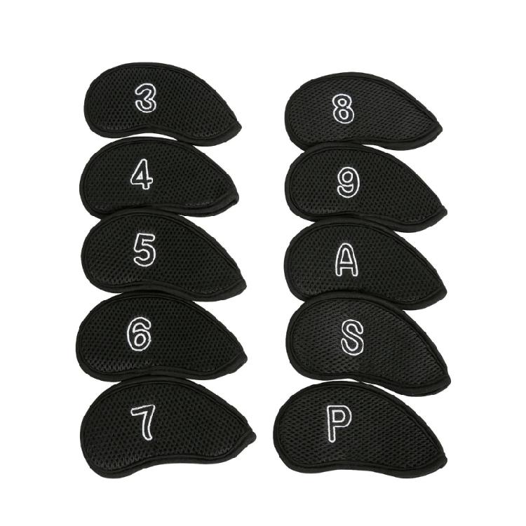 10Pcs Mesh Fabric Golf Head Covers Golf Club Head Golf Wedges Covers with Number