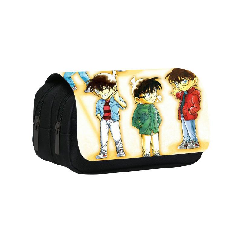 Detective Conan Double Layer Pencil Case Large Capacity Storage Organizer For Students