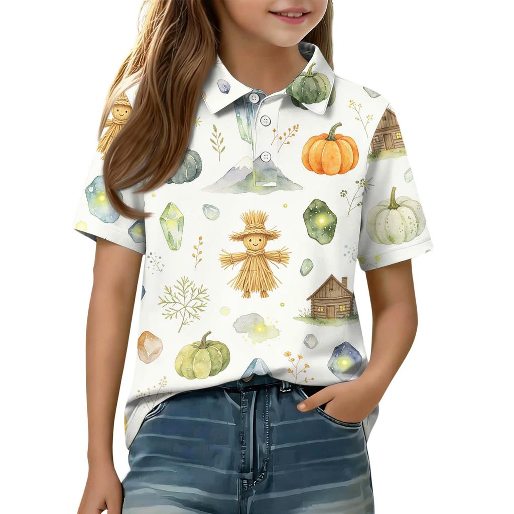 Kids' Halloween Printed Shirt Casual Short Sleeve for Boys Girls Party Costume
