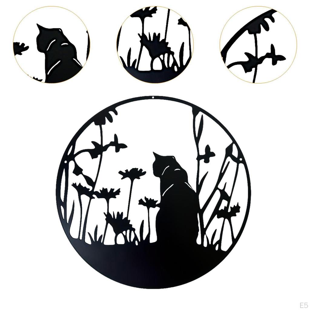 Cat Metal Wall Art Decor Artwork Decoration Hanging Ornament for Shop Above Bed