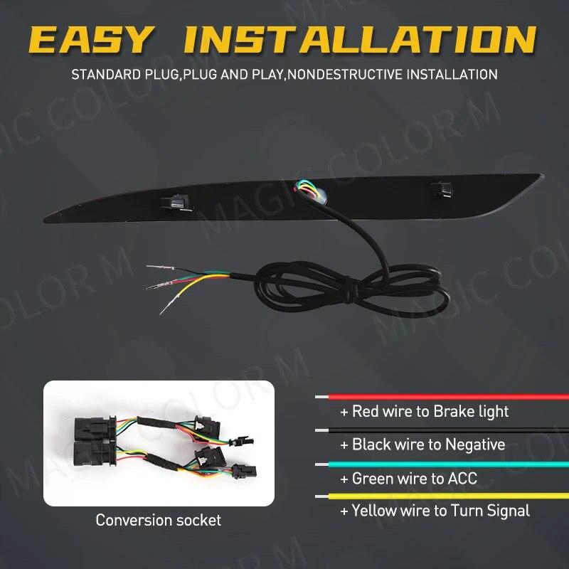 For Tesla Model 3 Model Y 2018     2023 Led Rear Bumper Reflector 3 Functions Brake Light Dynamic Turn Signal