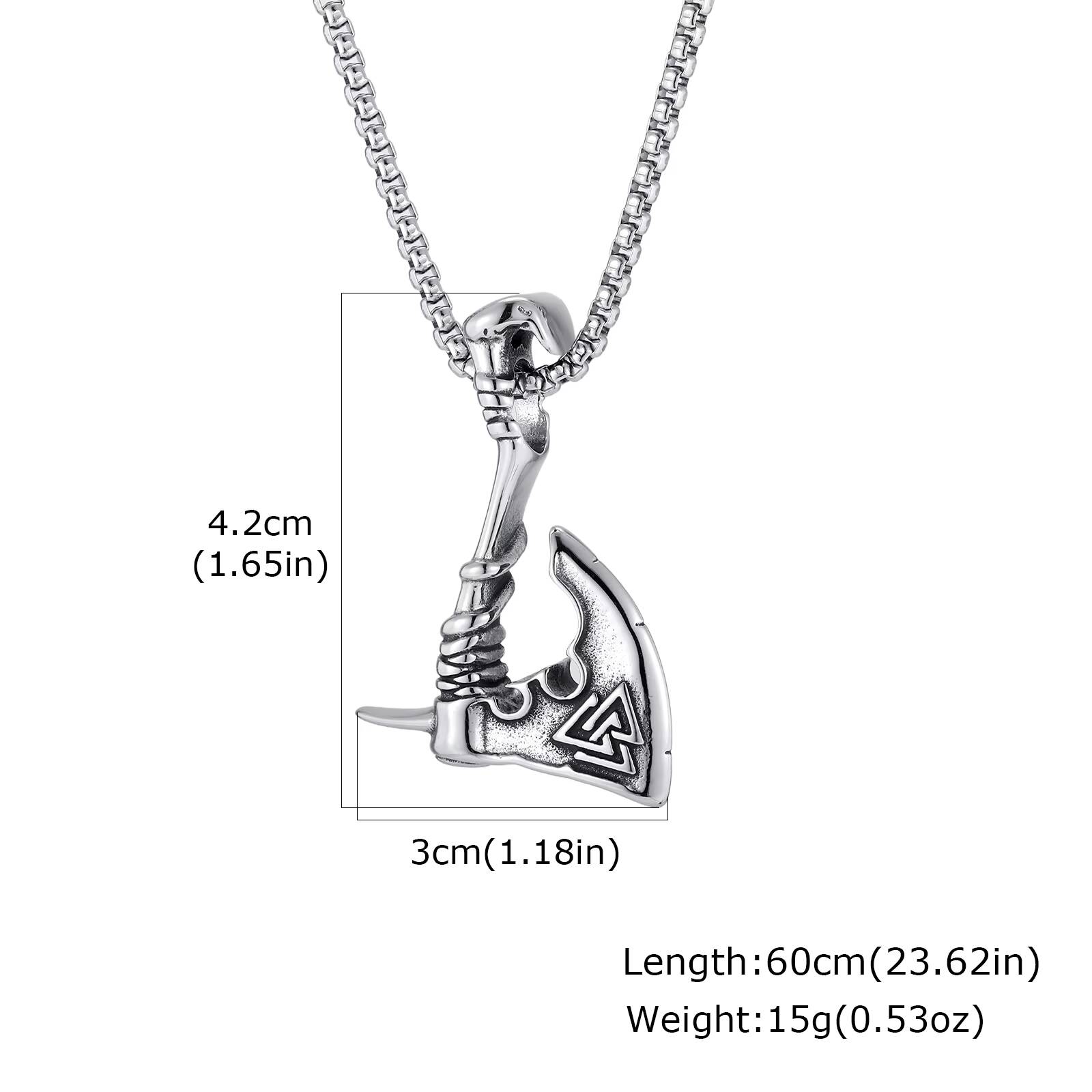 

Vnox Stainless Steel Viking Rune Axe Pendant Necklace for Men Boys, Silver Color Box Chain, Norse Mythology Amulet Jewelry Gifts 60cm