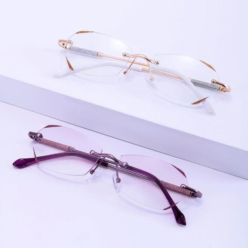 Anti-Blaulicht-Blockierende High-Definition Lesebrille für Damen mit Ultraleichtem und Stilvollem Rahmenloser Plano-Brille