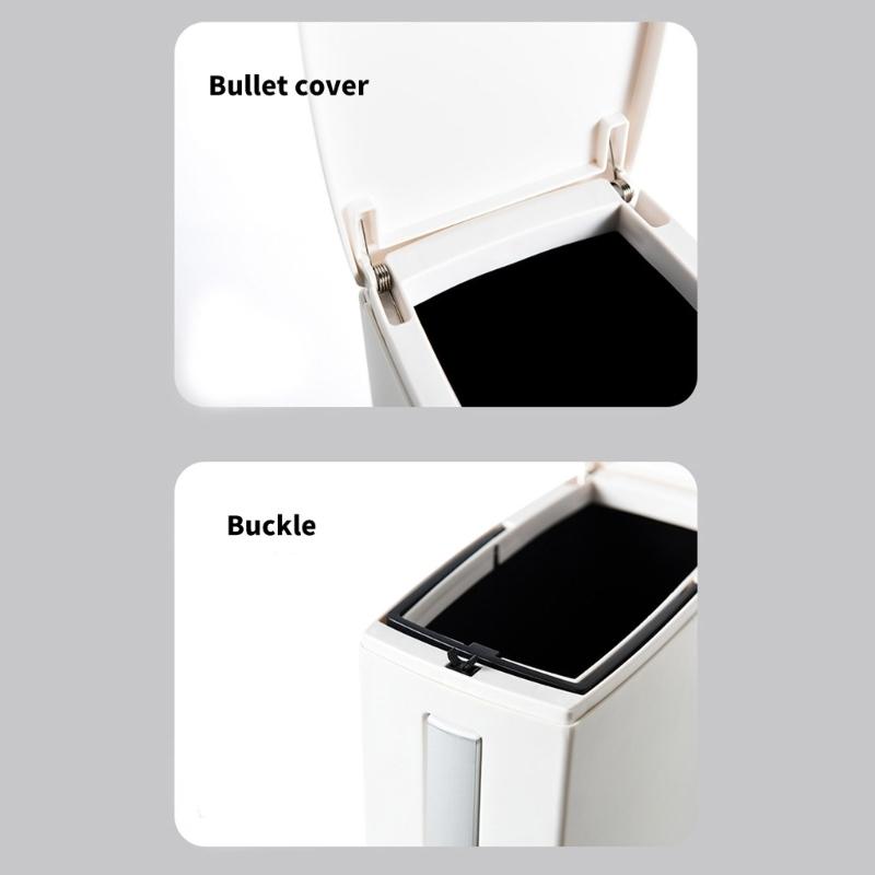Plastic Garbage Can with Press Type Opening Large Capacity Trash Can Waste Bin Toilet Brush for Daily Disposal Need