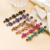 Elegant Multi-Layer Flower Earrings for Women - European & American Style with Colored Diamonds