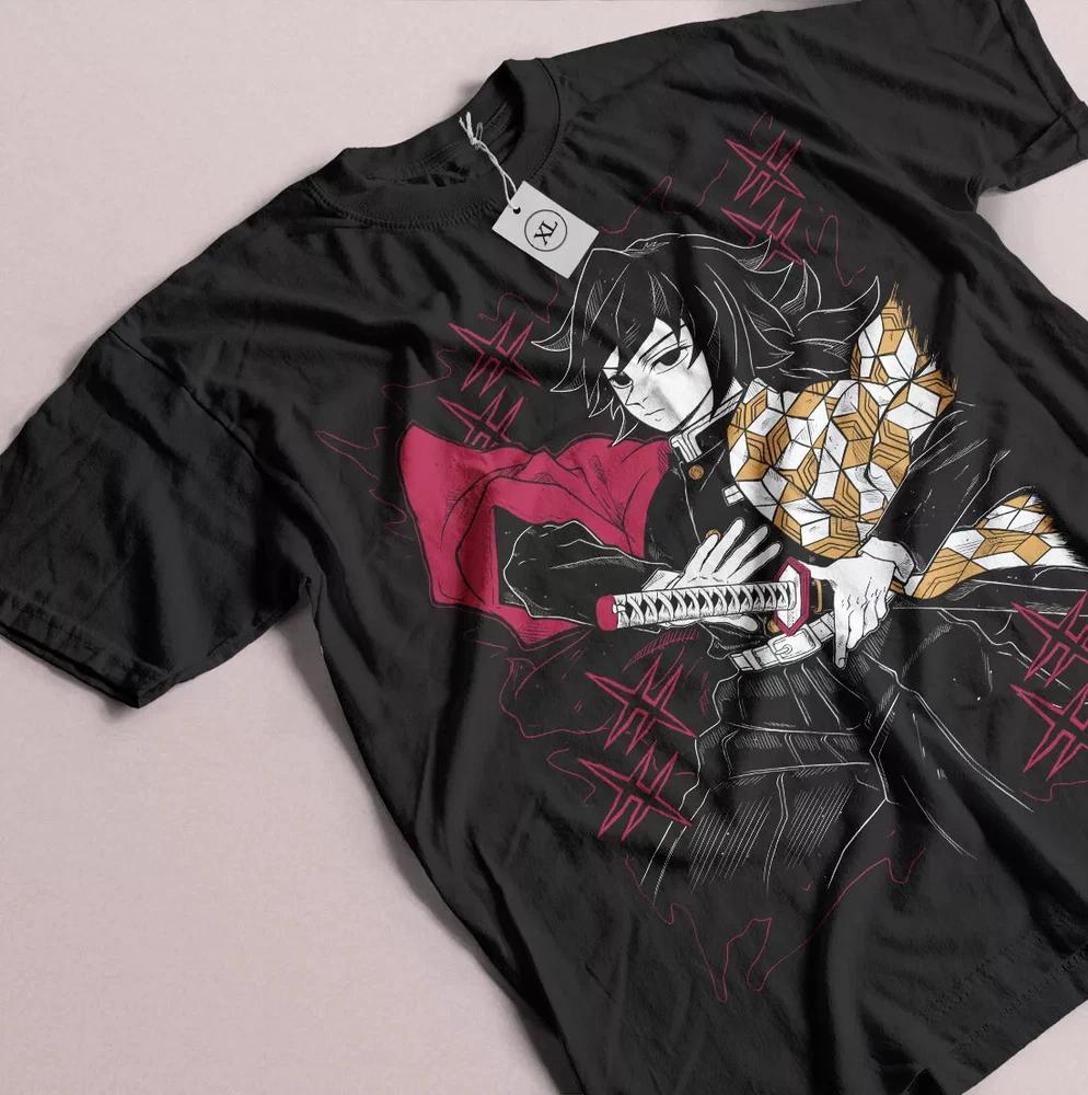 Giyu Tomioka TShirt Demon Slayer Kimetsu No Yaiba Anime Gift TShirt Black S