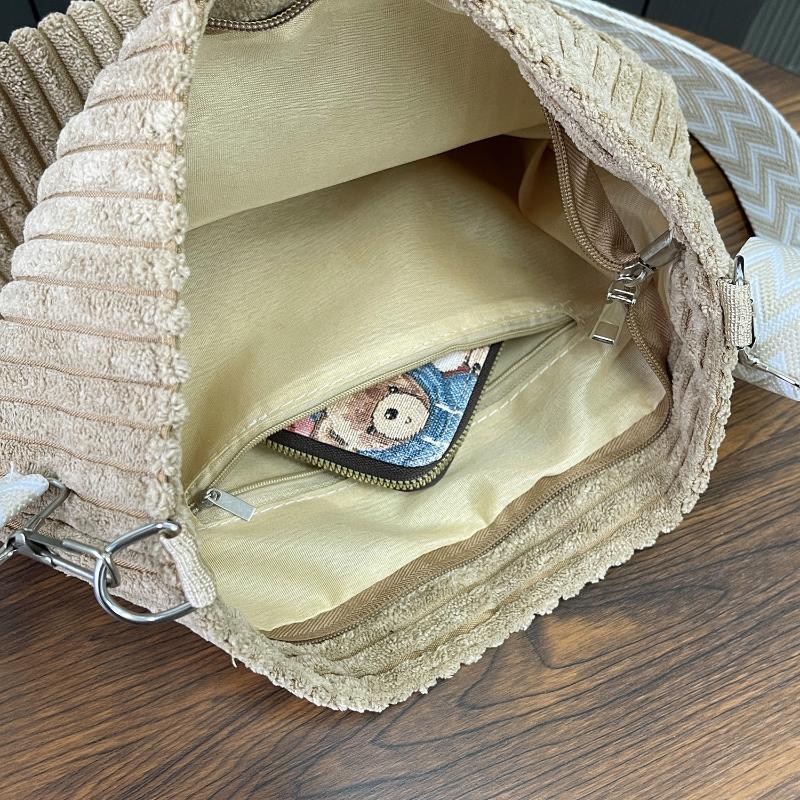 Casual Corduroy Crossbody Bag Large Capacity Commuter Women'S Tote Bag Simple  Single Shoulder Bag