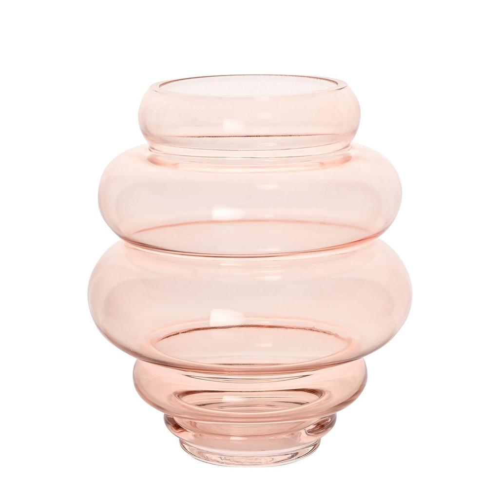 Hestia Handmade Coloured Glass Round Tapered Vase - Pink