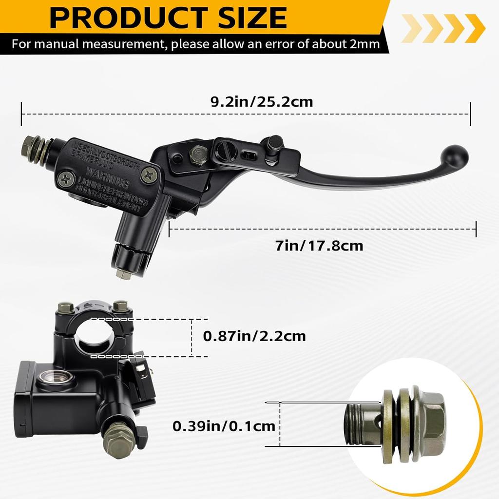 7/8'' Right Hydraulic Brake Master Cylinder Lever Pump Replace for GY6 50cc 70cc 90cc 110cc 125cc 150c 200cc 250cc ATV Quad Moped Motorcycle Pit Bike
