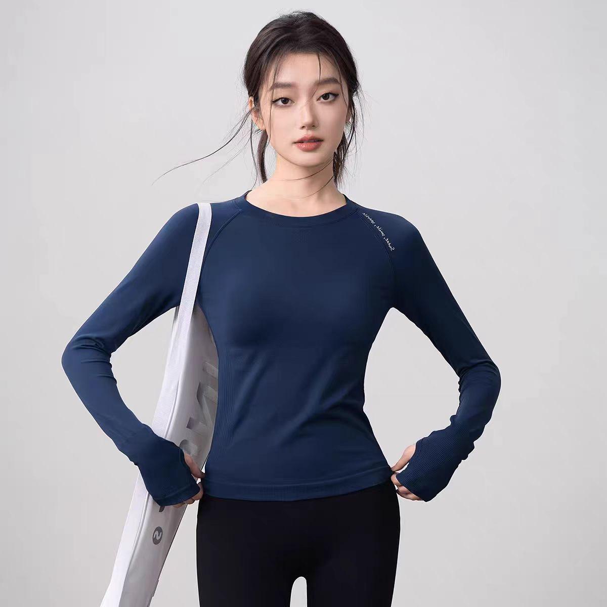 Dynamic Women s Quick Dry Slim Fit Long Sleeve Yoga Top Small темно-синий
