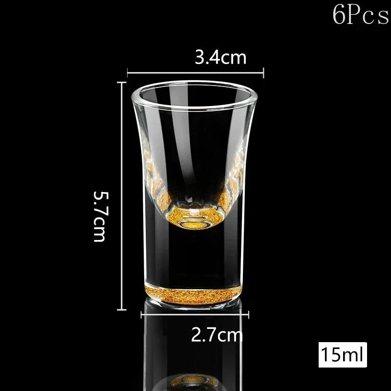 6Pcs Crystal Vodka Shot Glass 0.5oz Mini Size Gold Leaf Wine Glasses Spirits Japanese Sake Korean Soju Brandy Shot Cup