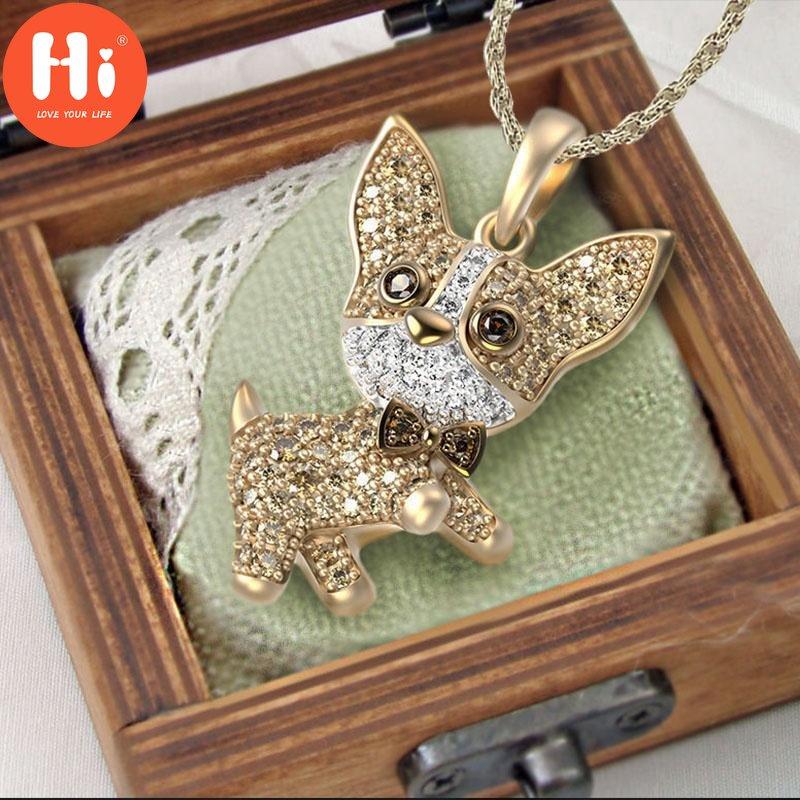 Collier Pendentif Chien Mini - Fait Main - Accessoire Pour Poupées - Laiton Et Strass