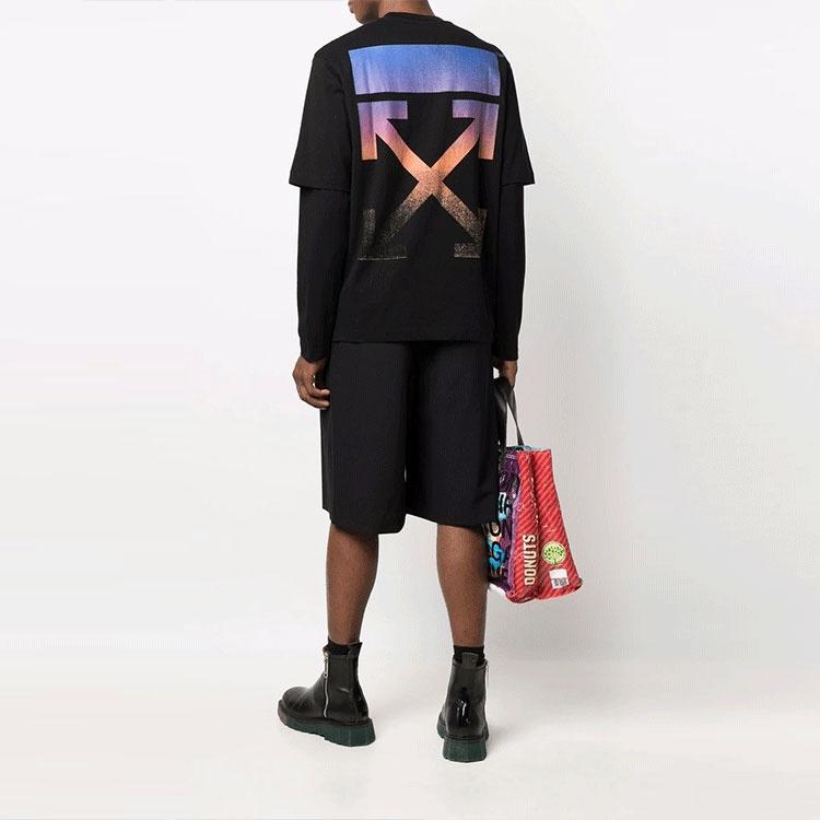 Men's Off-White Gradient Arrow Long Sleeves Loose Fit Black T-Shirt OMAB066F21JER0041084