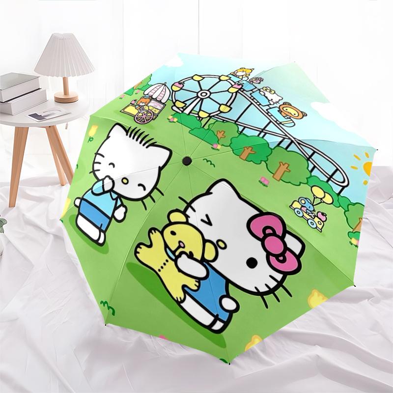 

1pc Hello Kitty Automatic Opening/Closing Umbrella with Portable Tri-Fold Design, 8-Bone Iron Frame, Outdoor Umbrella, Ideal Gift for Fans, Travelers,