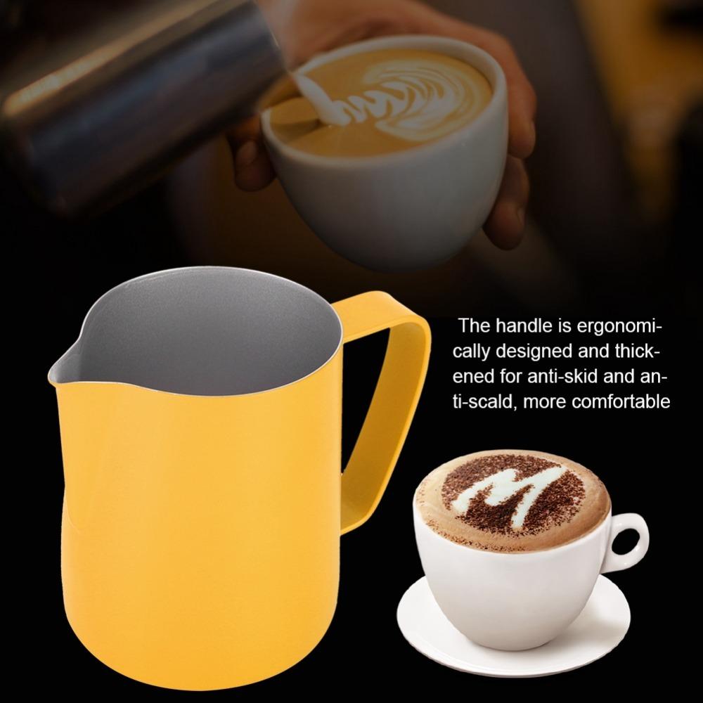 350ml / 12oz Milk Frothing Jug Yellow Coating Coffee Latte Cup Coffee Utensils жёлтый