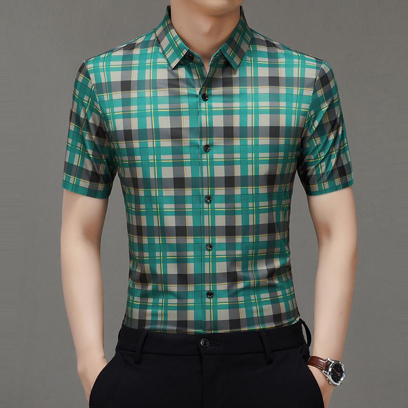 Summer Men's Short Sleeve Shirt Business Casual Top Wrinkle-Resistant