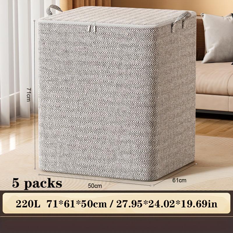 Foldable Storage Boxes 5pcs with Lids,Fabric Closet Organizer&Under Bed Bin,Home Rectangle Organizer Storage Boxes Organizadores