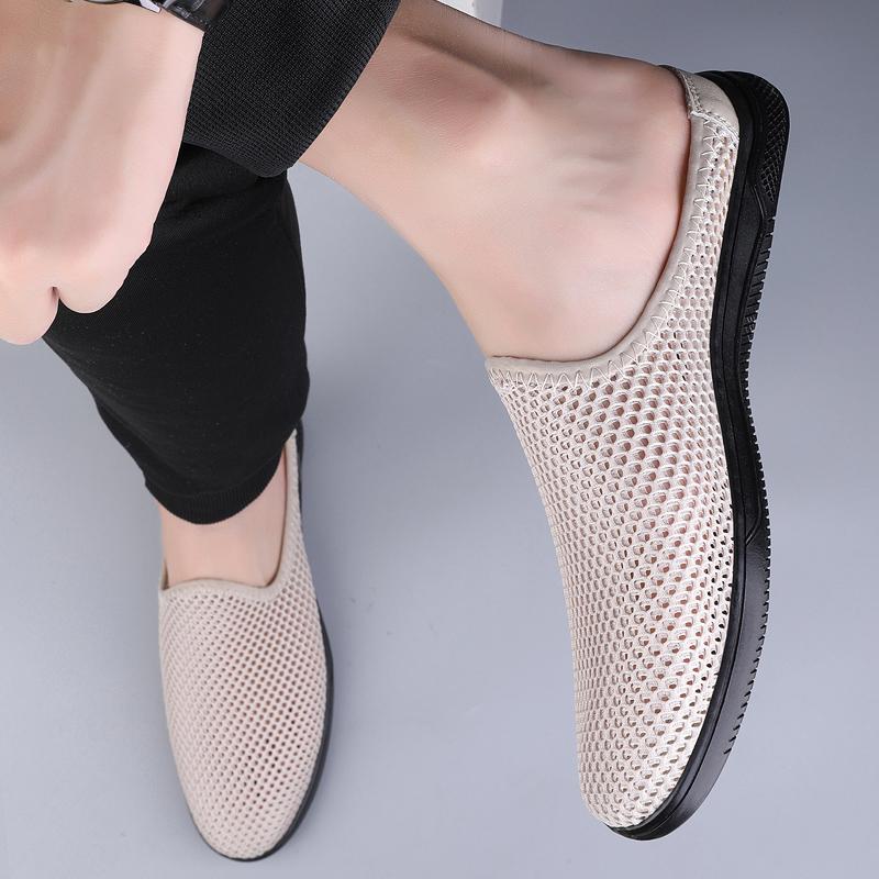 Fashion Italian Men Air Cushion Mesh Sports Shoes Outdoor Walking Sneakers Fashion Antiskid Soft Bottom Slippers Flat Designer Loafers