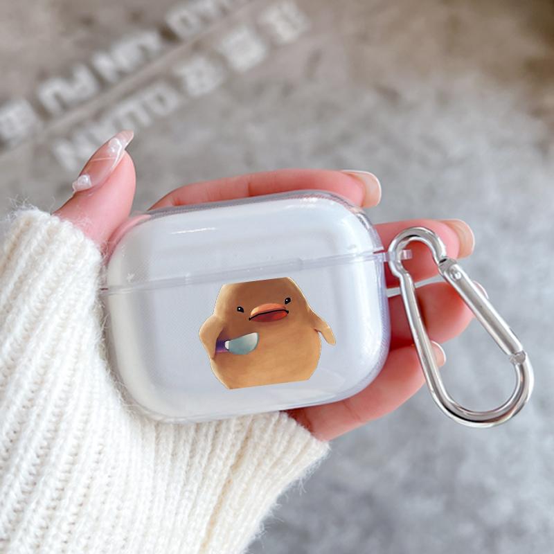 Cartoon Doubt Duck Silicone Case for Apple Airpods 2 1 Earphone Cases With Hook For Airpod Pro 3 Pro2 Clear Protective Covers