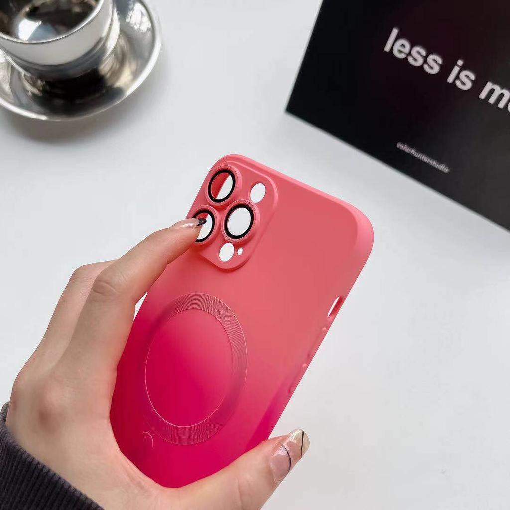 Dual Color Gradient Silicone For Magsafe Wireless Charging Case For Iphone 14 12 13 Pro Max 14 Plus With Camera Protective Film