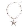 Stylish Alloy Star And Safety Pin Necklace Adjustable Neckchain Versatile Accessory For Daily Wear Or Special Occasions