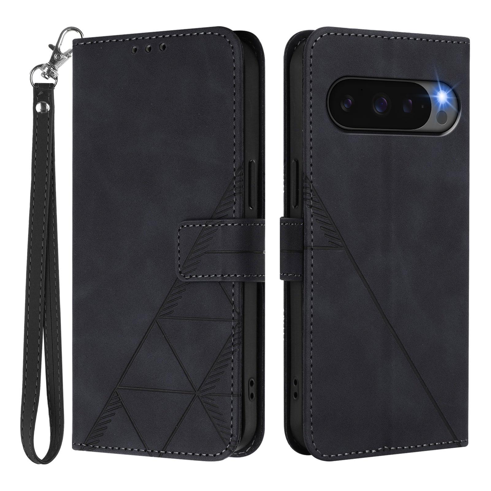 

For Google Pixel 10 Pro XL Leather Case with Hand Strap Wallet Stand Phone Cover A