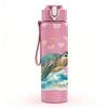 1PC Sea Turtle Heart Love Art Print 750ml Color Plastic Sports Water Bottle Leakproof Flip Straw Lid Suitable for Sports Office Home Use
