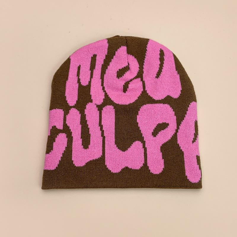 New European and American popular alphabet flame spider skull knitted hat men and women autumn and winter personality hip hop warm