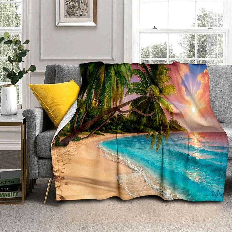 29 Style New Sea Water Beach Reef Nature Scenery 3D Blanket,Soft Throw Blanket for Home Bedroom Bed Sofa Travel Picnic Cover Kid