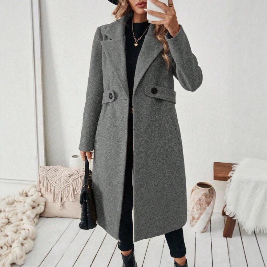 European & American Woolen Double-Breasted Lapel Coat - Autumn/Winter Collection 2026