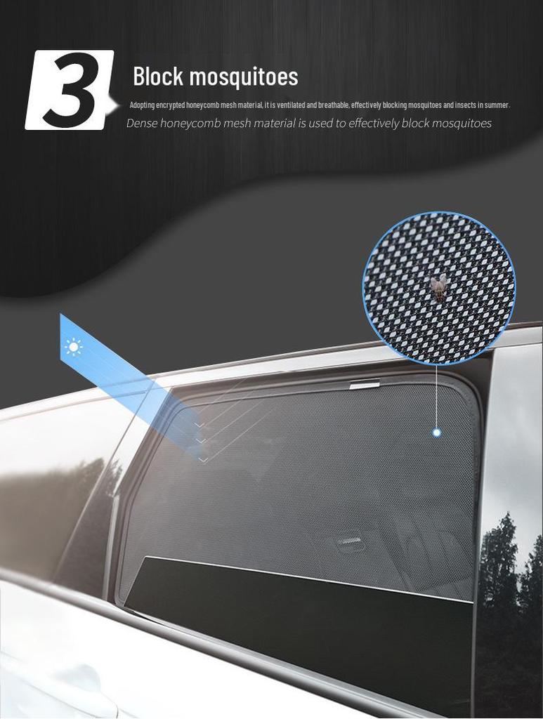 Hozon Neta V Magnetic Sunshade: Mosquito-Proof, Heat-Insulating Car Window Mesh