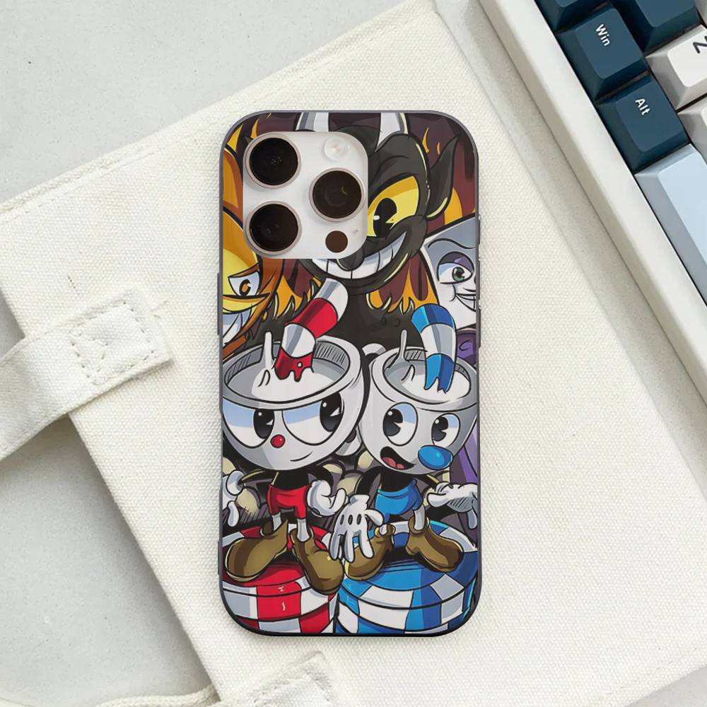 C-Cuphead Classic Game Soft Corrugated Phone Case For IPhone 11 12 13 14 15 16 17 Pro Max Plus Ripple Silicone Cover