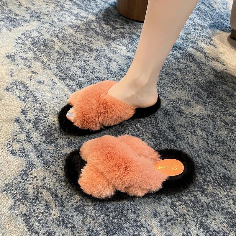 

Mao Mao slippers women s 2025 autumn new bilateral thick-bottomed sandals outer wear foreign trade open-toed cross large-size slippers women 42 рожевий