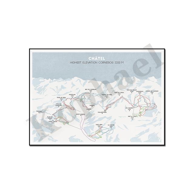 

Французские Альпы. Авориаз. Ла Плань. Кавальерс. Куршевель. Побег с горы. Шатель. Плакат с картой горнолыжных трасс 21cm×30cm NoFrame