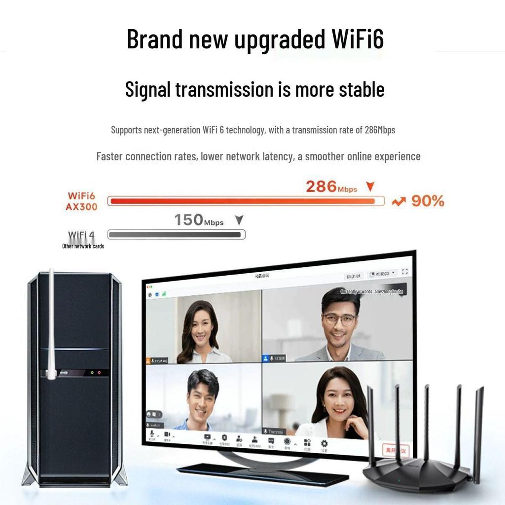 Driver-Free 5G Dual-Band USB WiFi Adapter with 1300M Gigabit Speed