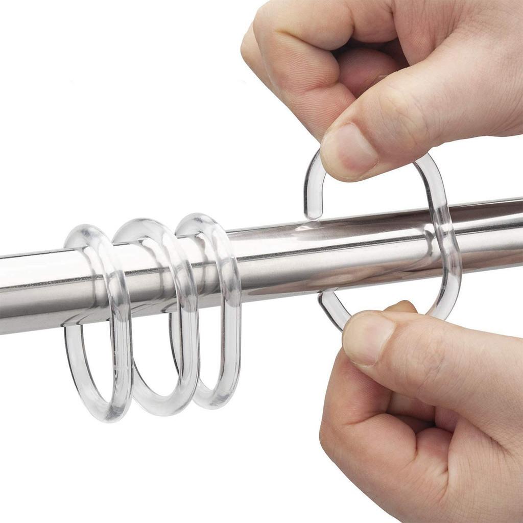 Transparent Shower Curtain Hooks C-shaped Set Of 12 Clear Plastic Hooks