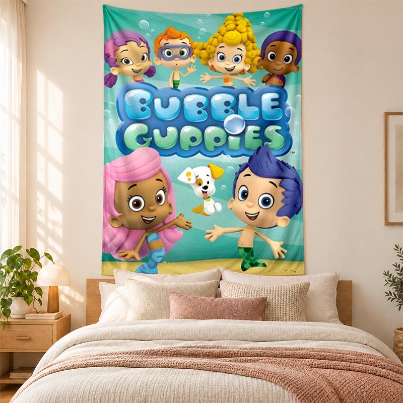 Tapiz de Bubble Guppies alta calidad para decorar paredes de sala de estar, dormitorio, residencia estudiantil, ideal como arte de pared para dormitorio o regalo de vacaciones