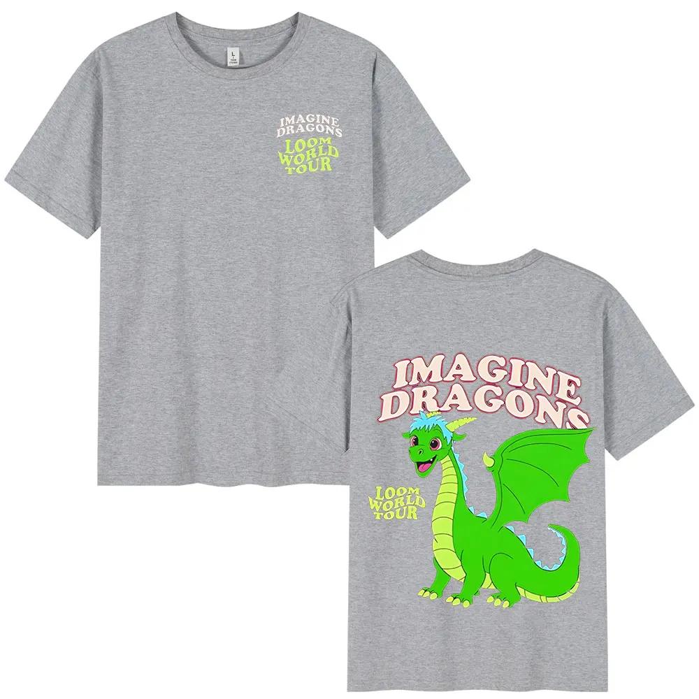Summer Adult Imagine Dragons Loom World Tour Rock Band Tshirt Cartoon Dragon High Quality 100 Cotton Mens Women Shortsleeved