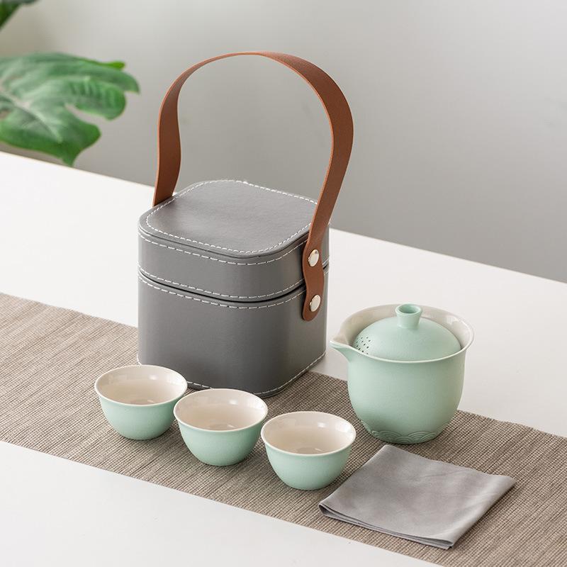 Business Gifts Travel Tea Set Kuaike Cup One Pot Three Cups Portable Cover Bowl Small Set Outdoor High-end Kung Fu Set